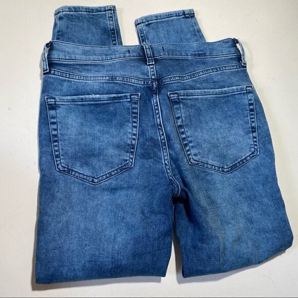 Free People Distressed Blue Denim Skinny Jeans SHORT Size 27 - Picture 3 of 6